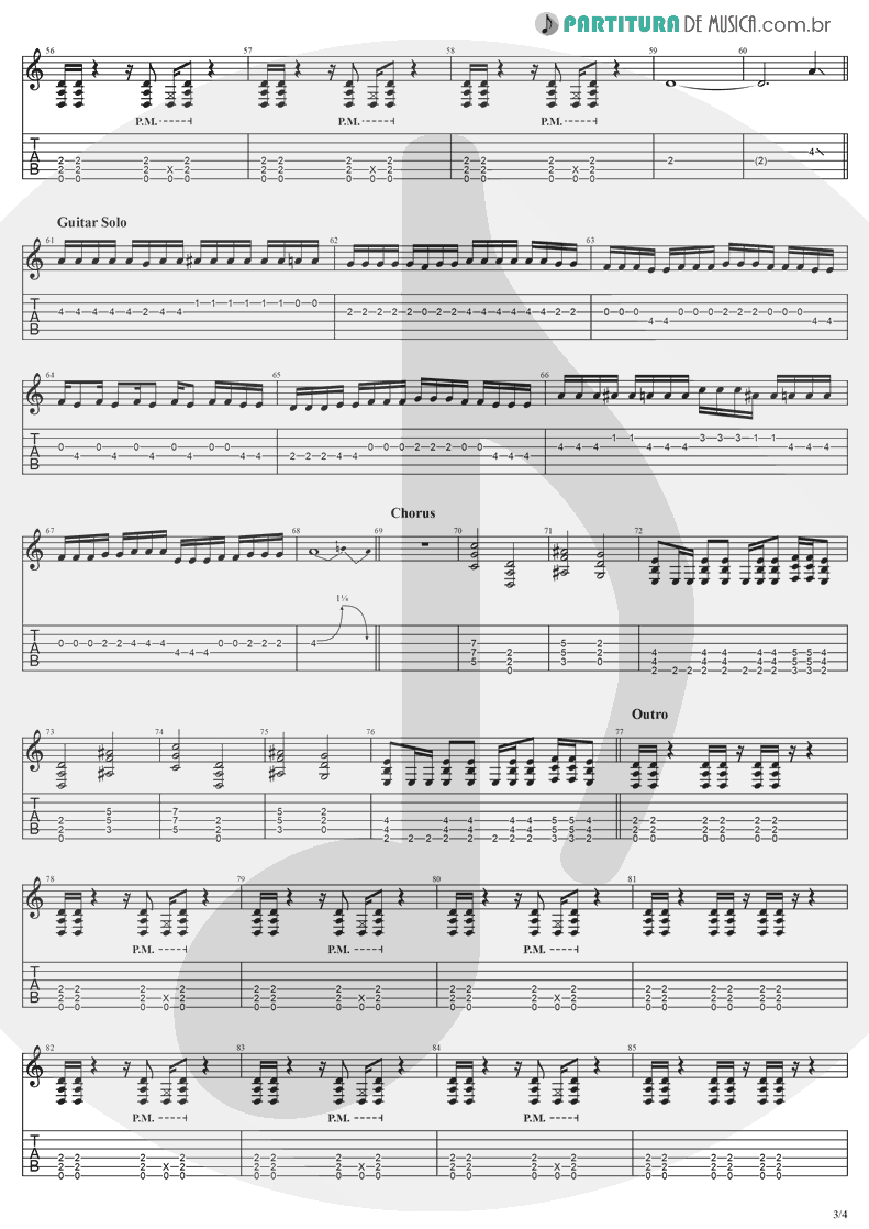 Tablatura + Partitura de musica de Guitarra Elétrica - Whisper | Evanescence | Sound Asleep EP 1999 - pag 3