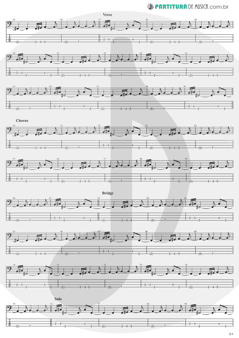 Tablatura + Partitura de musica de Baixo Elétrico - Anywhere | Evanescence | Origin 2000 - pag 2