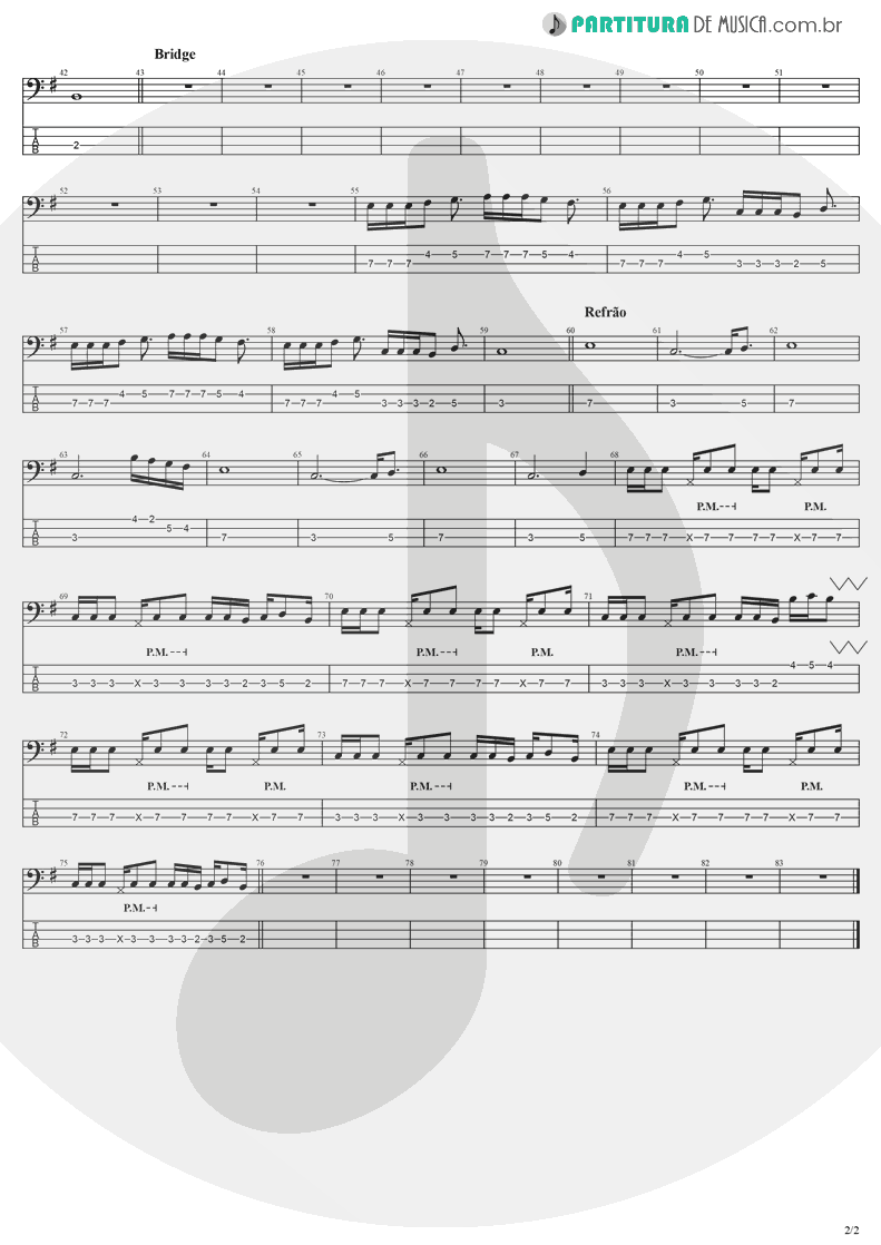 Tablatura + Partitura de musica de Baixo Elétrico - Imaginary | Evanescence | Origin 2000 - pag 2