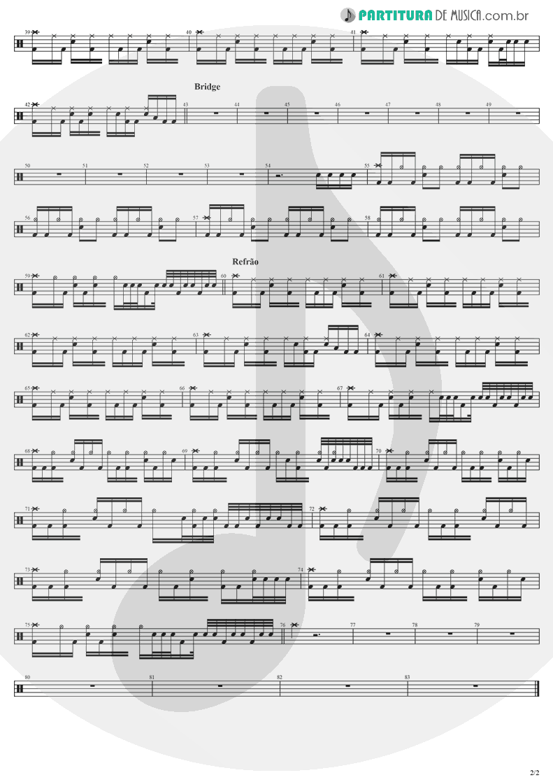 Partitura de musica de Bateria - Imaginary | Evanescence | Origin 2000 - pag 2