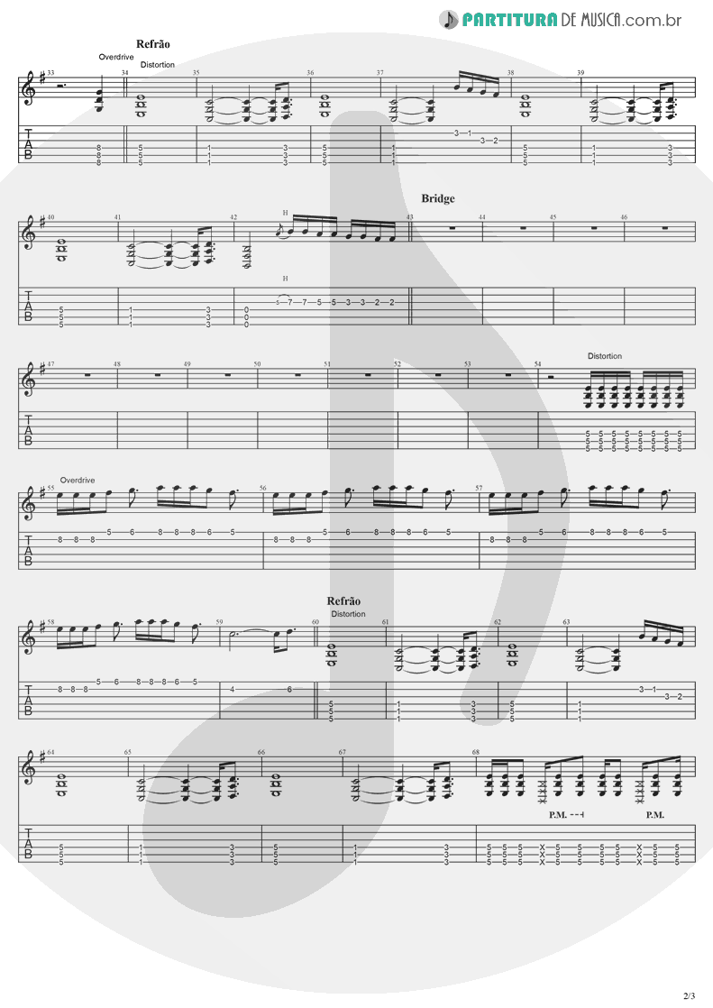 Tablatura + Partitura de musica de Guitarra Elétrica - Imaginary | Evanescence | Origin 2000 - pag 2