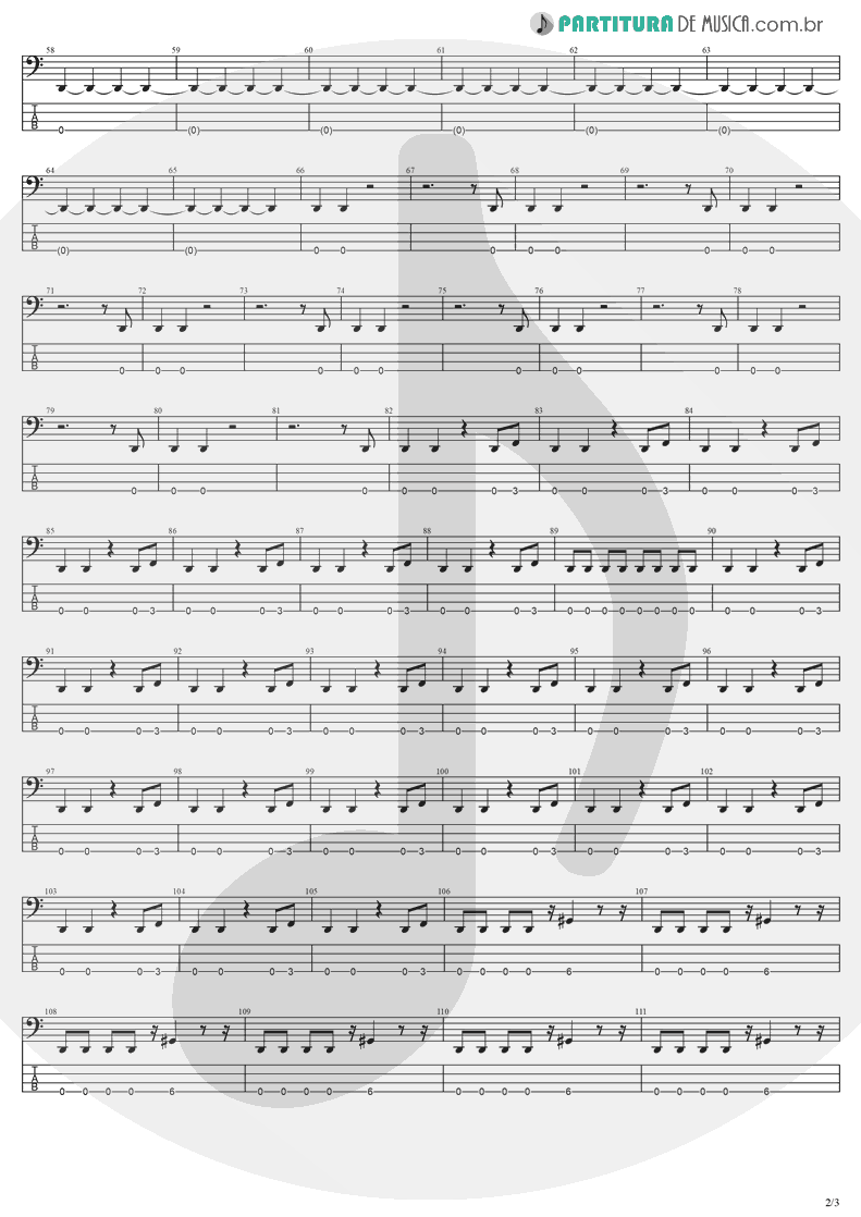 Tablatura + Partitura de musica de Baixo Elétrico - Lies | Evanescence | Origin 2000 - pag 2