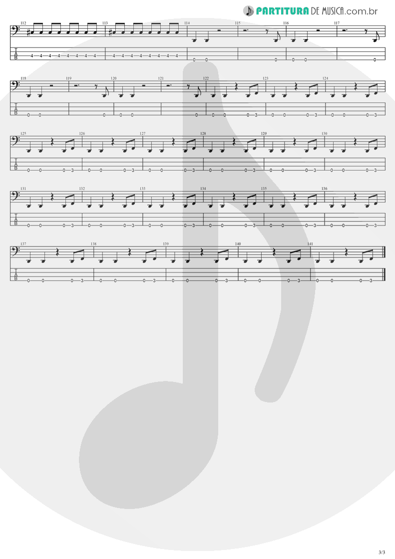 Tablatura + Partitura de musica de Baixo Elétrico - Lies | Evanescence | Origin 2000 - pag 3