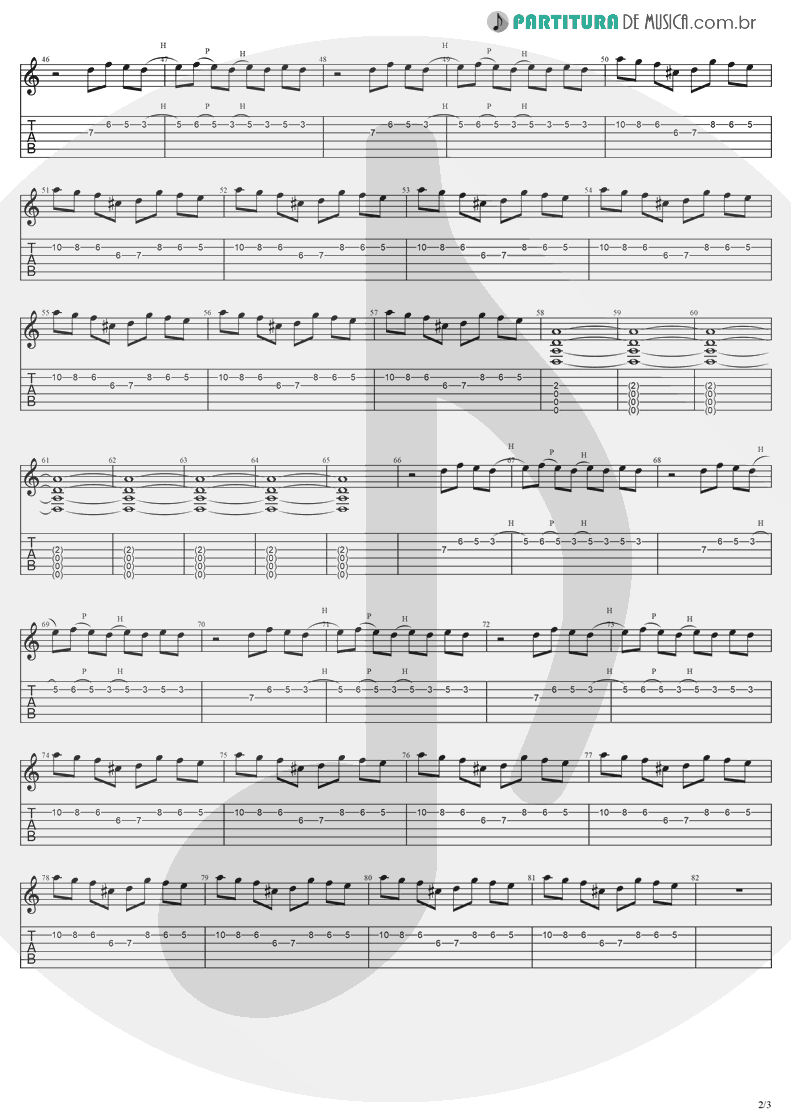 Tablatura + Partitura de musica de Guitarra Elétrica - Lies | Evanescence | Origin 2000 - pag 2