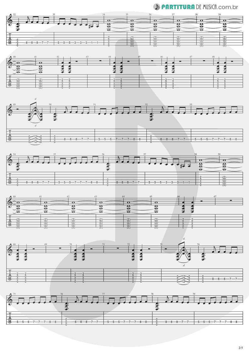 Tablatura + Partitura de musica de Guitarra Elétrica - Lies | Evanescence | Origin 2000 - pag 2
