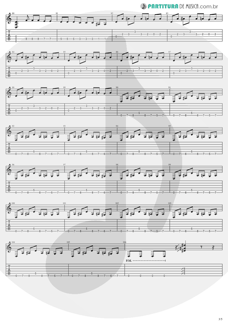 Tablatura + Partitura de musica de Guitarra Elétrica - Lies | Evanescence | Origin 2000 - pag 3