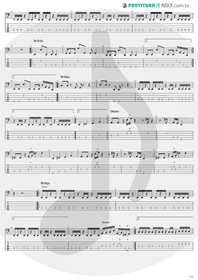 Tablatura + Partitura de musica de Baixo Elétrico - Bring Me To Life | Evanescence | Fallen 2003 - pag 2
