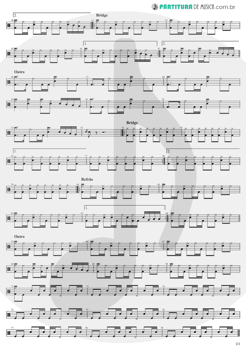 Partitura de musica de Bateria - Bring Me To Life | Evanescence | Fallen 2003 - pag 2