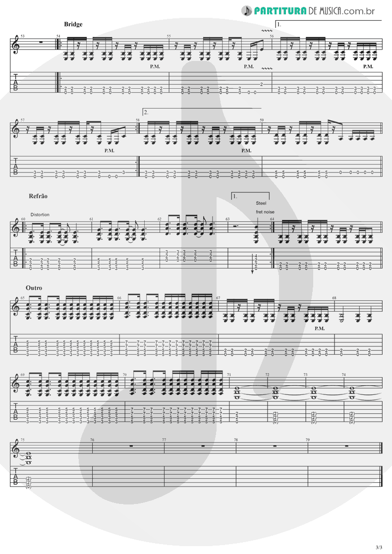 Tablatura + Partitura de musica de Guitarra Elétrica - Bring Me To Life | Evanescence | Fallen 2003 - pag 3