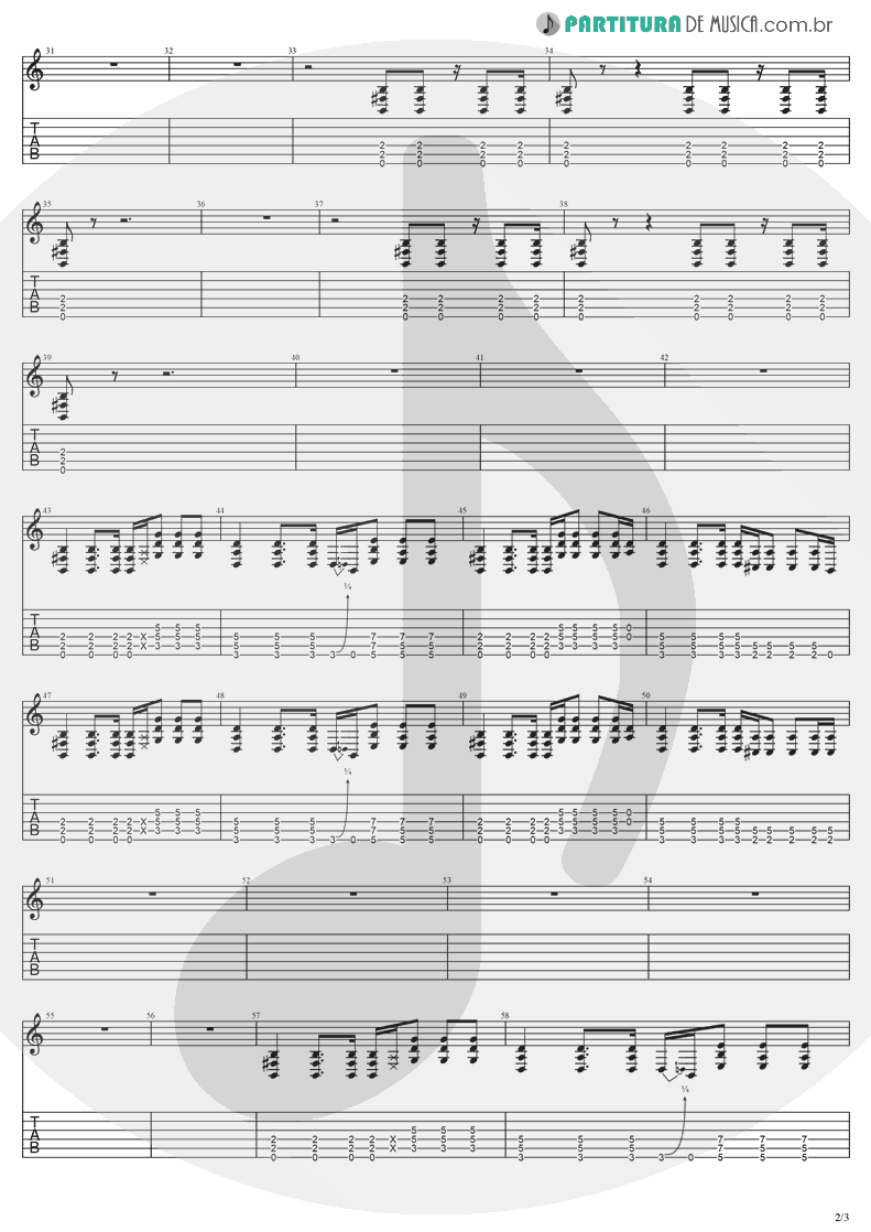 Tablatura + Partitura de musica de Guitarra Elétrica - Going Under | Evanescence | Fallen 2003 - pag 2