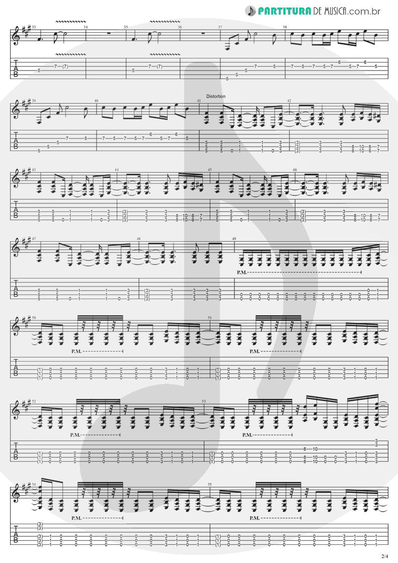 Tablatura + Partitura de musica de Guitarra Elétrica - My Last Breath | Evanescence | Fallen 2003 - pag 2