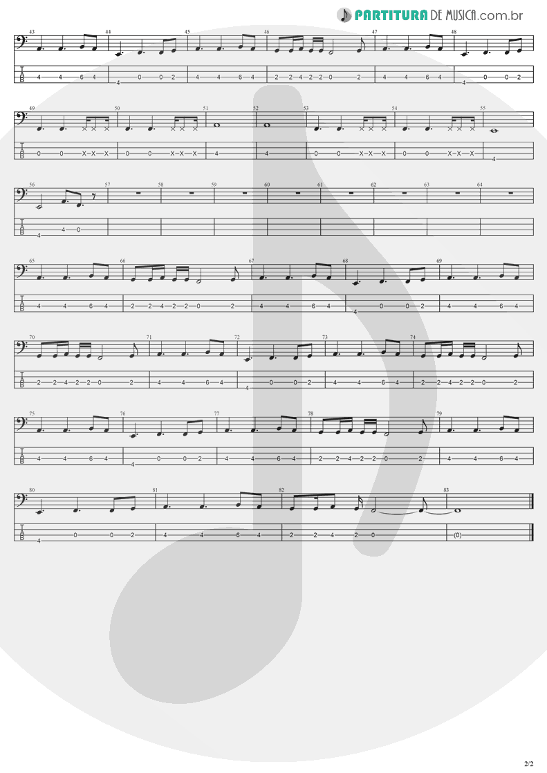 Tablatura + Partitura de musica de Baixo Elétrico - Taking Over Me | Evanescence | Fallen 2003 - pag 2