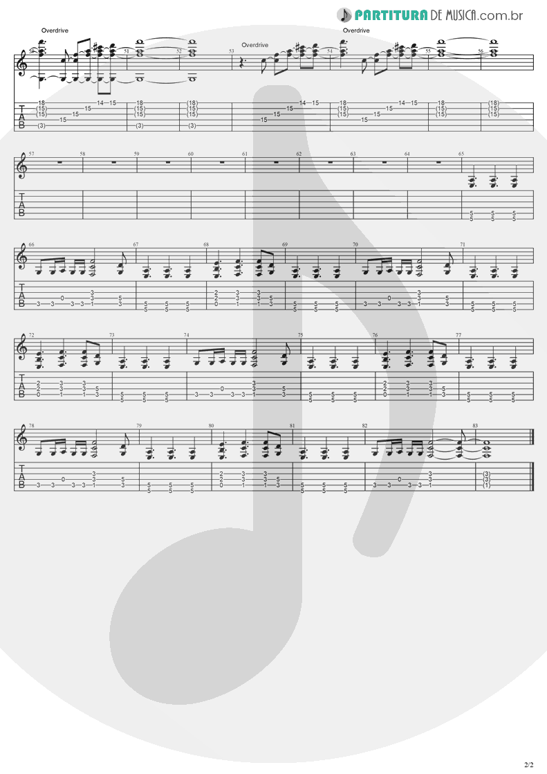 Tablatura + Partitura de musica de Guitarra Elétrica - Taking Over Me | Evanescence | Fallen 2003 - pag 2