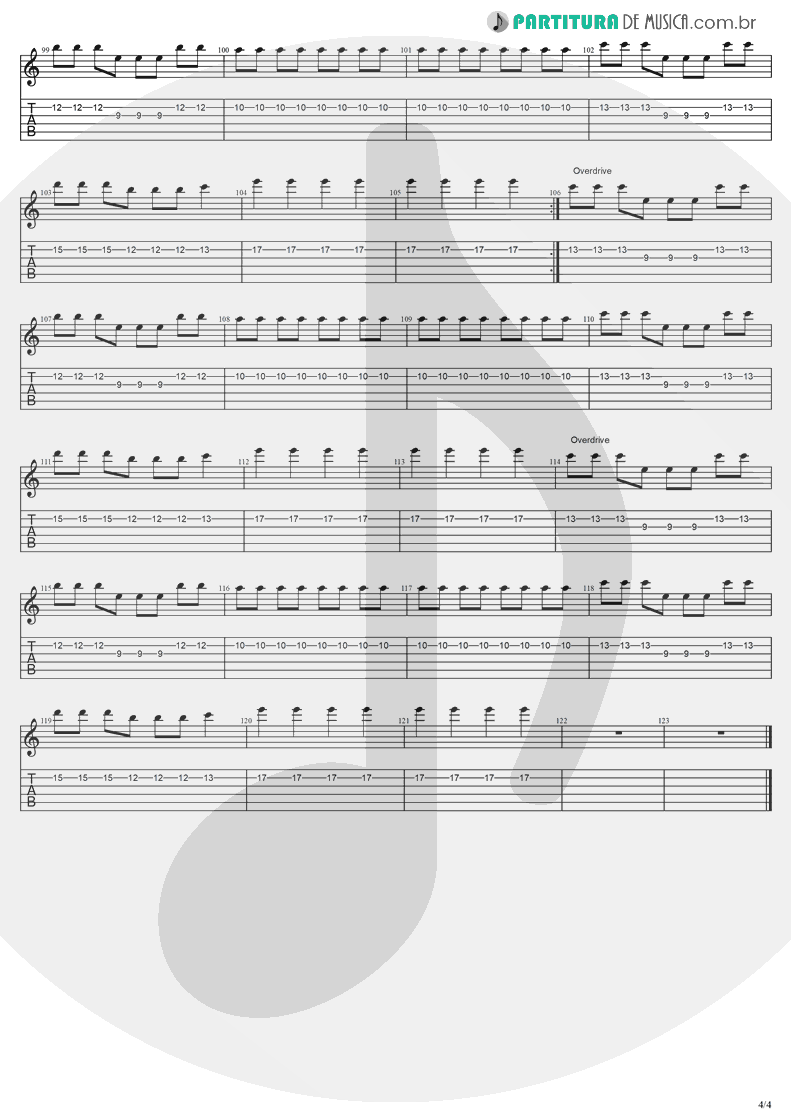 Tablatura + Partitura de musica de Guitarra Elétrica - Farther Away | Evanescence | Mystary EP 2003 - pag 4