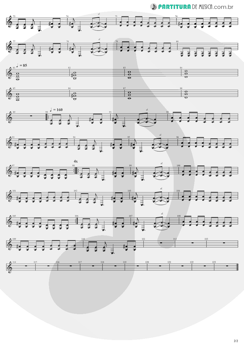 Partitura de musica de Guitarra Elétrica - Farther Away | Evanescence | Mystary EP 2003 - pag 2