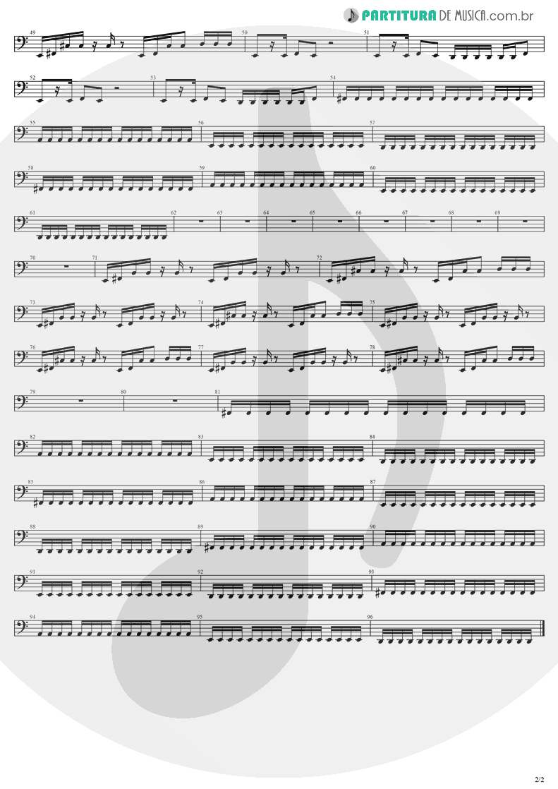 Partitura de musica de Baixo Elétrico - Thoughtless | Evanescence | Anywhere But Home 2004 - pag 2