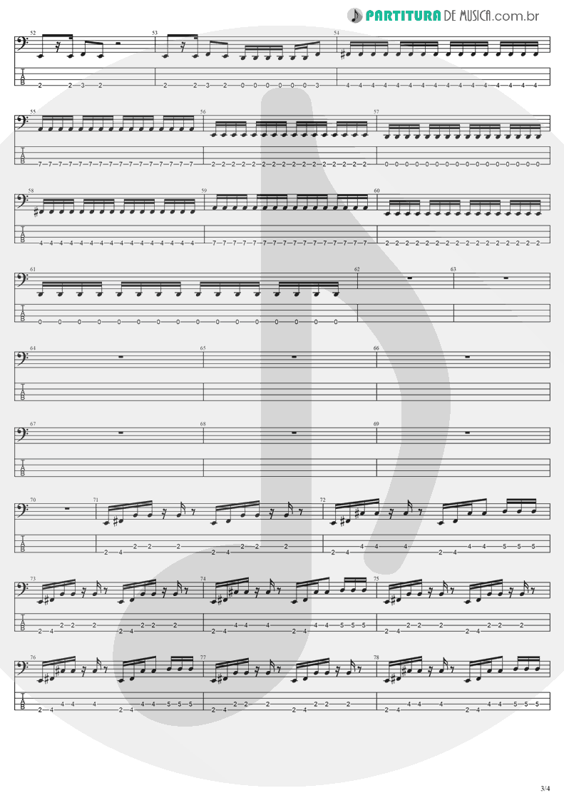 Tablatura + Partitura de musica de Baixo Elétrico - Thoughtless | Evanescence | Anywhere But Home 2004 - pag 3