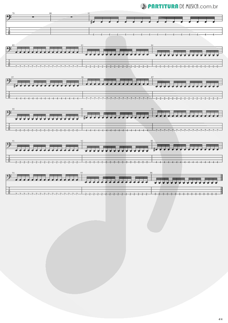 Tablatura + Partitura de musica de Baixo Elétrico - Thoughtless | Evanescence | Anywhere But Home 2004 - pag 4