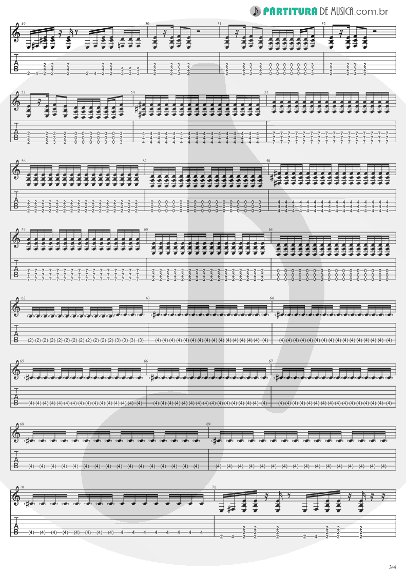 Tablatura + Partitura de musica de Guitarra Elétrica - Thoughtless | Evanescence | Anywhere But Home 2004 - pag 3