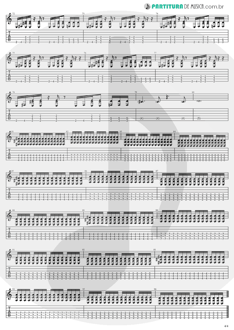 Tablatura + Partitura de musica de Guitarra Elétrica - Thoughtless | Evanescence | Anywhere But Home 2004 - pag 4