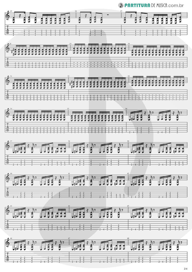 Tablatura + Partitura de musica de Guitarra Elétrica - Thoughtless | Evanescence | Anywhere But Home 2004 - pag 2