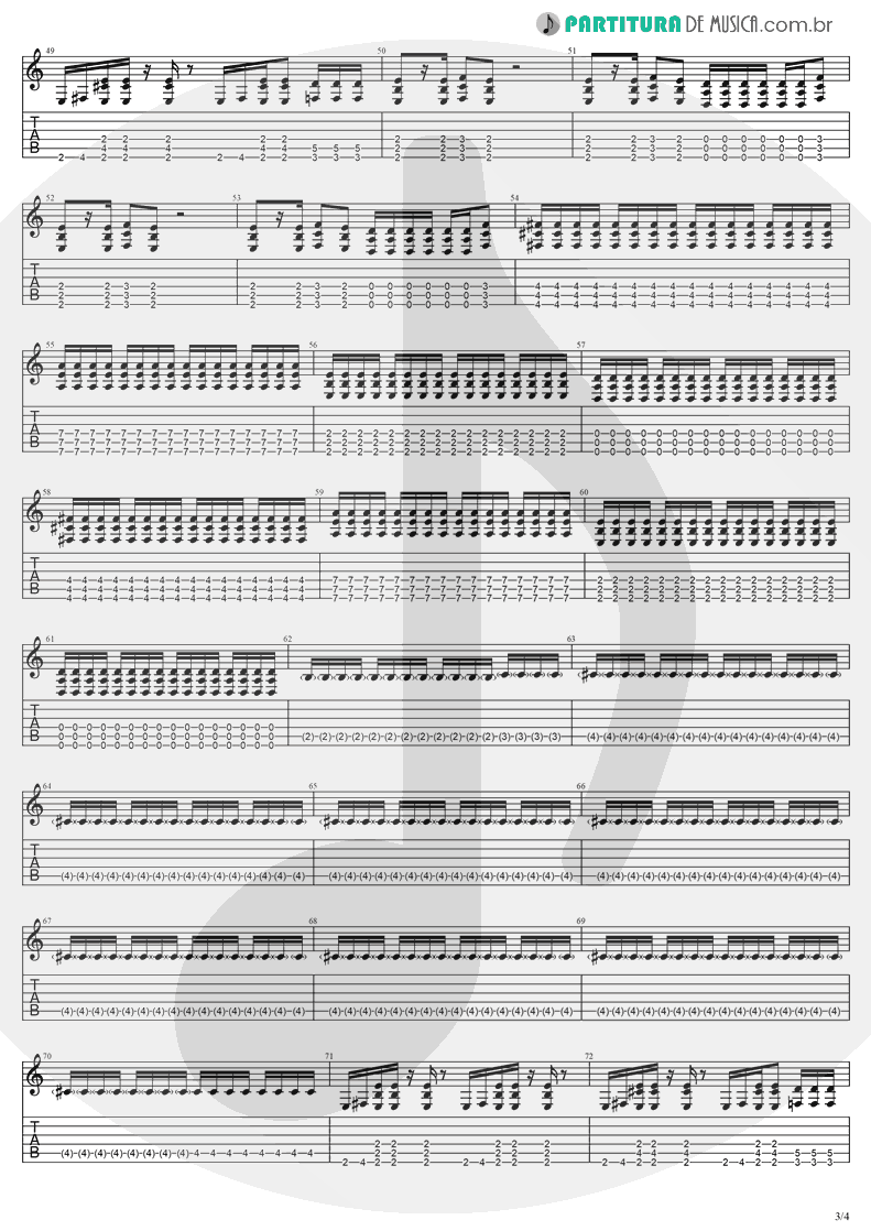 Tablatura + Partitura de musica de Guitarra Elétrica - Thoughtless | Evanescence | Anywhere But Home 2004 - pag 3