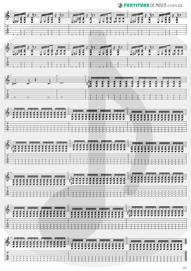 Tablatura + Partitura de musica de Guitarra Elétrica - Thoughtless | Evanescence | Anywhere But Home 2004 - pag 4