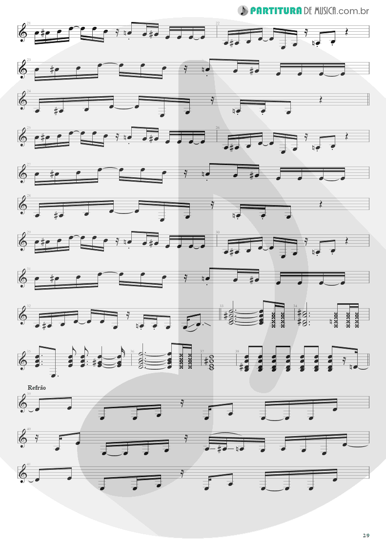 Partitura de musica de Guitarra Elétrica - Cupid's Dead | Extreme | III Sides to Every Story 1982 - pag 2