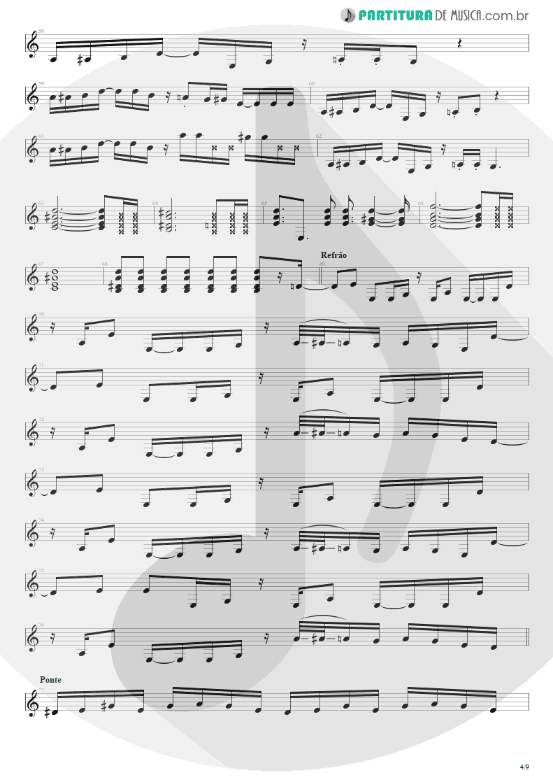 Partitura de musica de Guitarra Elétrica - Cupid's Dead | Extreme | III Sides to Every Story 1982 - pag 4