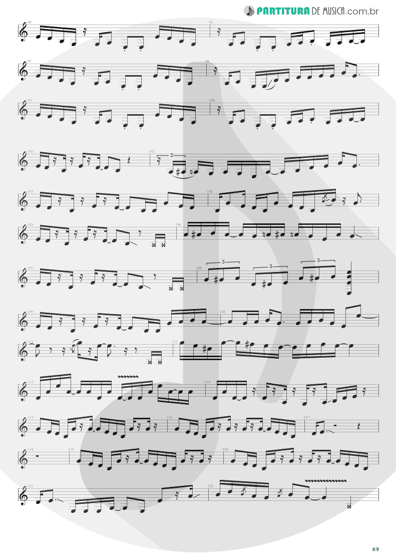 Partitura de musica de Guitarra Elétrica - Cupid's Dead | Extreme | III Sides to Every Story 1982 - pag 6