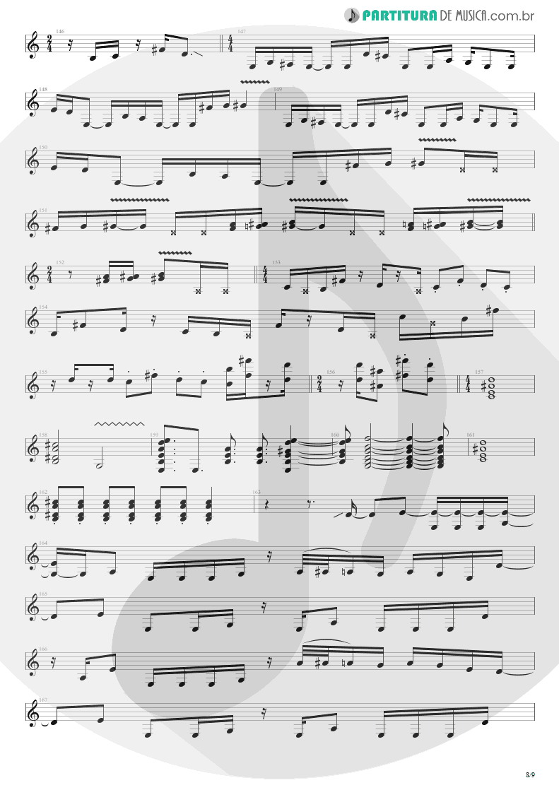 Partitura de musica de Guitarra Elétrica - Cupid's Dead | Extreme | III Sides to Every Story 1982 - pag 8