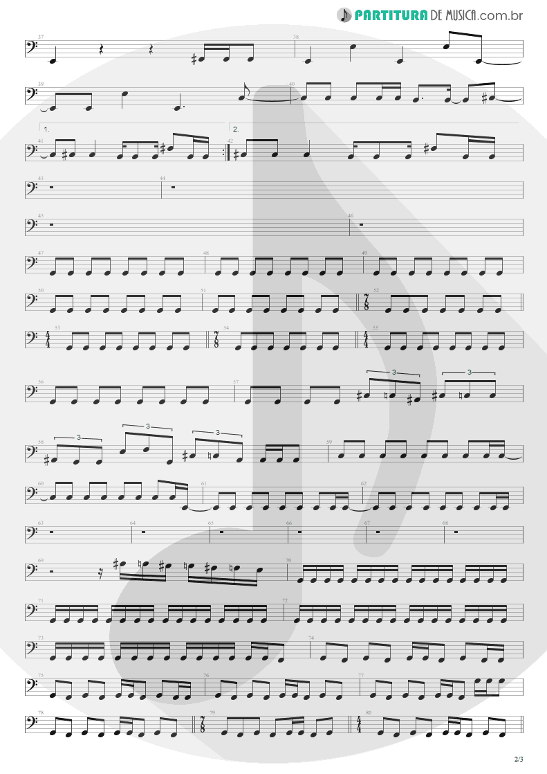 Partitura de musica de Baixo Elétrico - Peacemaker Die | Extreme | III Sides to Every Story 1982 - pag 2