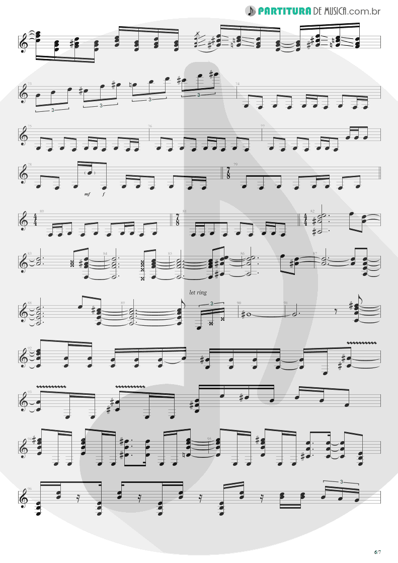 Partitura de musica de Guitarra Elétrica - Peacemaker Die | Extreme | III Sides to Every Story 1982 - pag 6