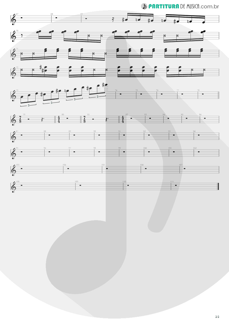 Partitura de musica de Guitarra Elétrica - Peacemaker Die | Extreme | III Sides to Every Story 1982 - pag 2