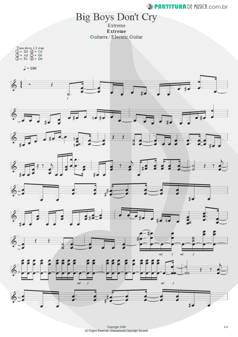 Partitura de musica de Guitarra Elétrica - Big Boys Don't Cry | Extreme | Extreme 1989 - pag 1