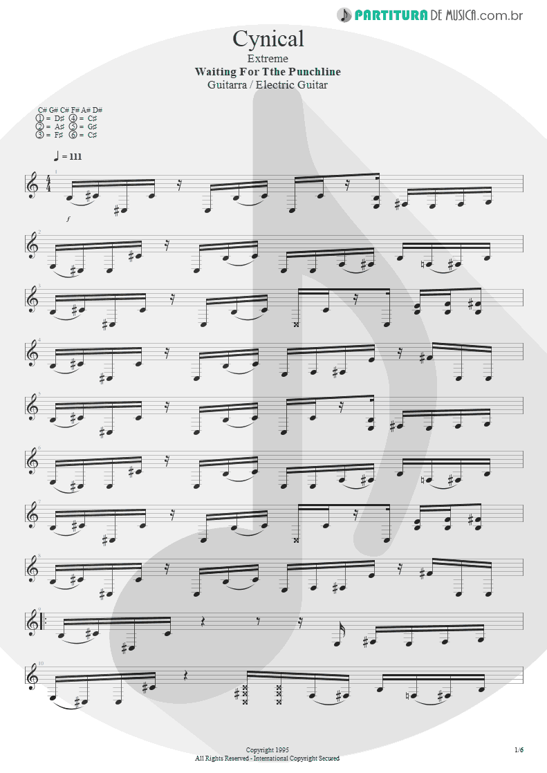 Partitura de musica de Guitarra Elétrica - Cynical | Extreme | Waiting for the Punchline 1995 - pag 1
