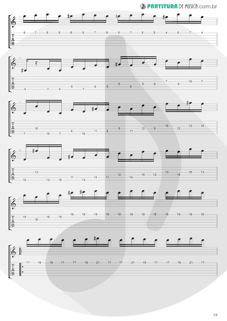 Tablatura + Partitura de musica de Guitarra Elétrica - Flight Of The Wounded Bumble Bee | Extreme | Take Us Alive 2010 - pag 3