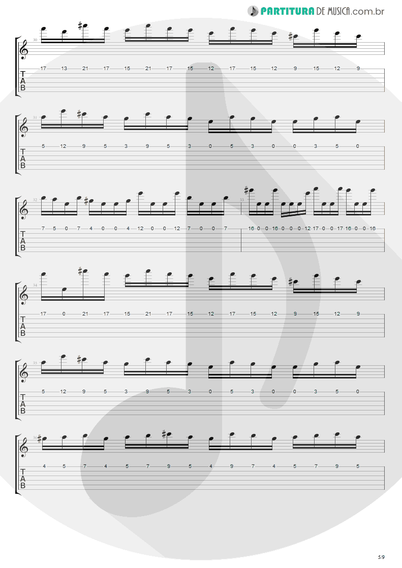 Tablatura + Partitura de musica de Guitarra Elétrica - Flight Of The Wounded Bumble Bee | Extreme | Take Us Alive 2010 - pag 5