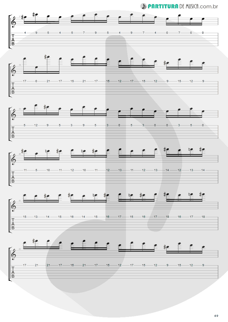 Tablatura + Partitura de musica de Guitarra Elétrica - Flight Of The Wounded Bumble Bee | Extreme | Take Us Alive 2010 - pag 6