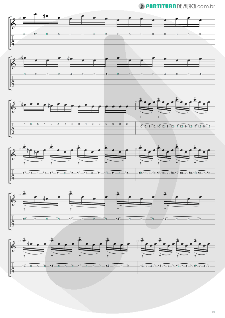 Tablatura + Partitura de musica de Guitarra Elétrica - Flight Of The Wounded Bumble Bee | Extreme | Take Us Alive 2010 - pag 7