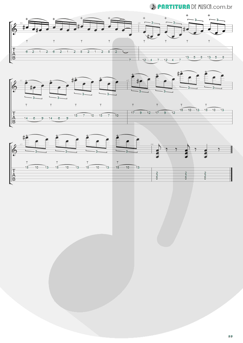 Tablatura + Partitura de musica de Guitarra Elétrica - Flight Of The Wounded Bumble Bee | Extreme | Take Us Alive 2010 - pag 9