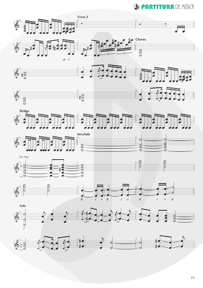 Partitura de musica de Guitarra Elétrica - Epic | Faith No More | The Real Thing 1989 - pag 2