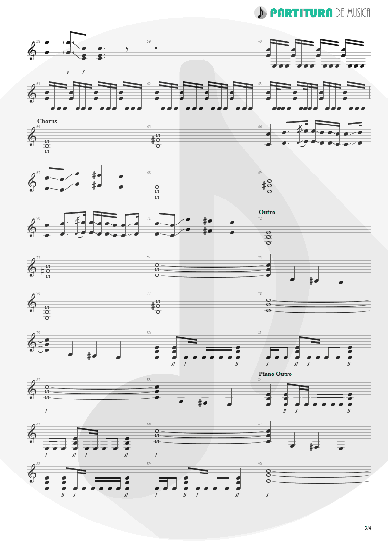 Partitura de musica de Guitarra Elétrica - Epic | Faith No More | The Real Thing 1989 - pag 3