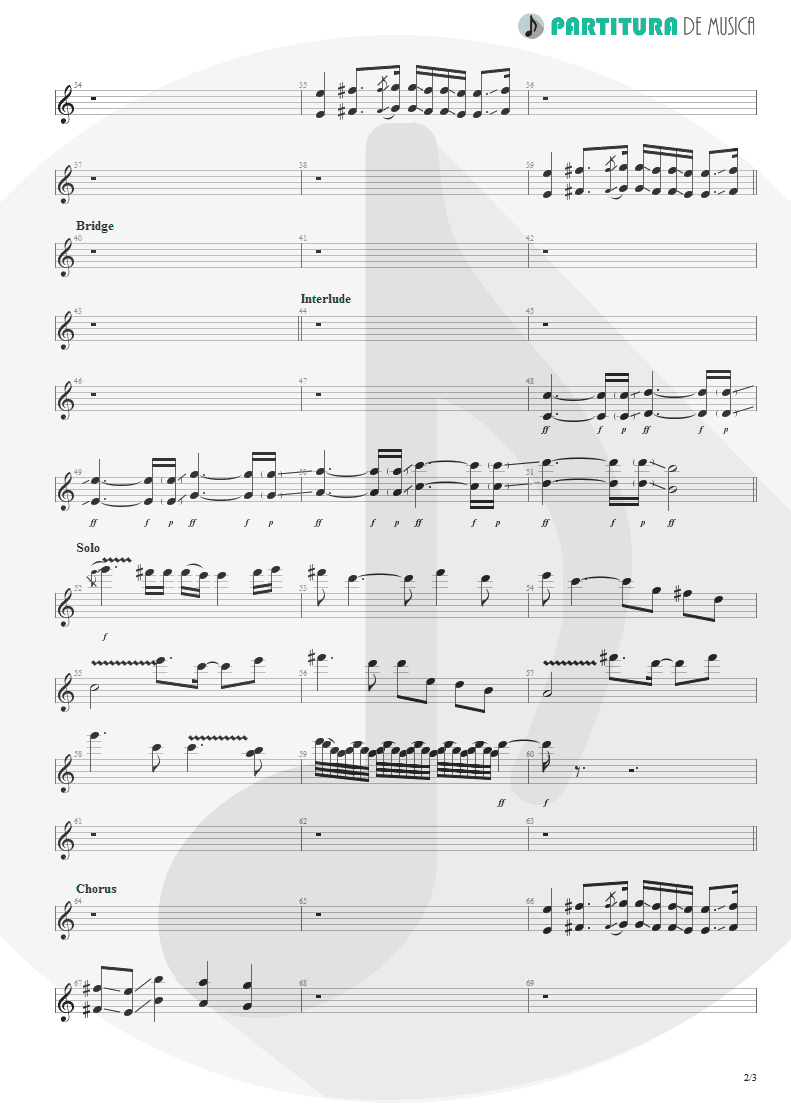 Partitura de musica de Guitarra Elétrica - Epic | Faith No More | The Real Thing 1989 - pag 2