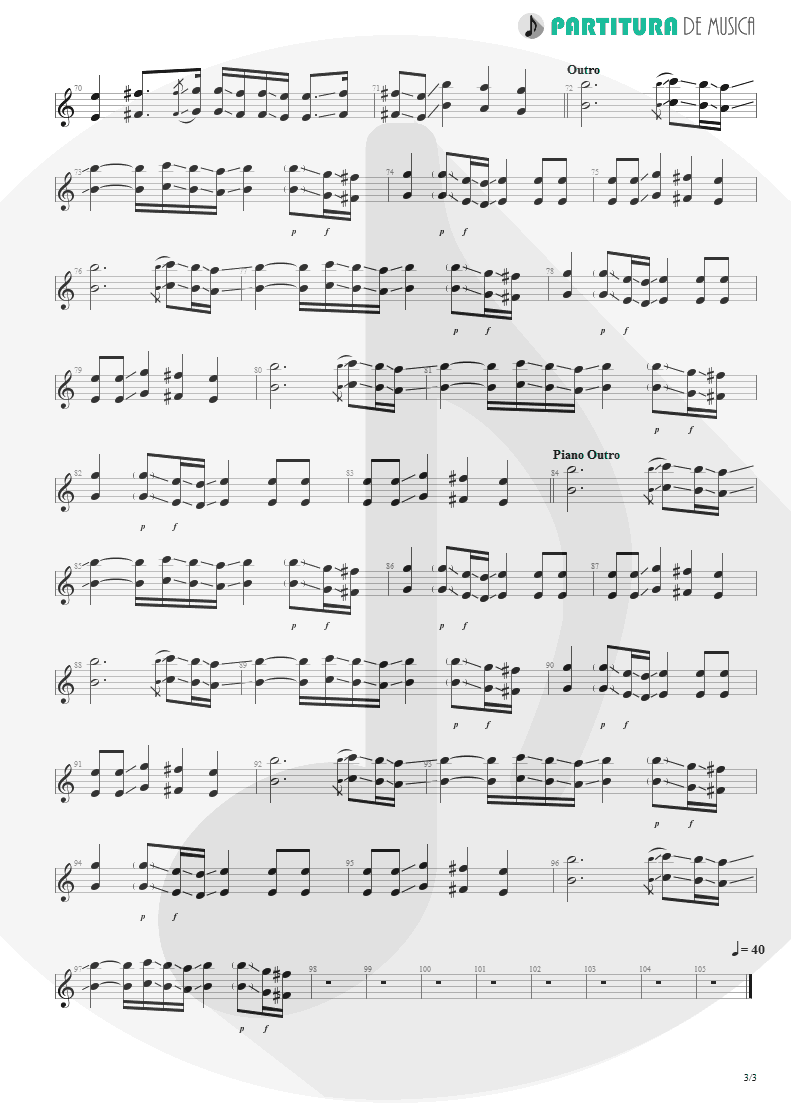 Partitura de musica de Guitarra Elétrica - Epic | Faith No More | The Real Thing 1989 - pag 3