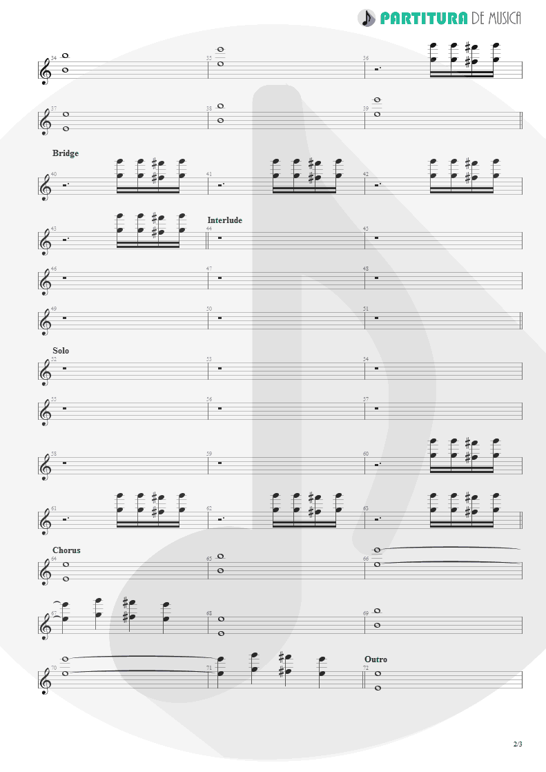 Partitura de musica de Guitarra Elétrica - Epic | Faith No More | The Real Thing 1989 - pag 2