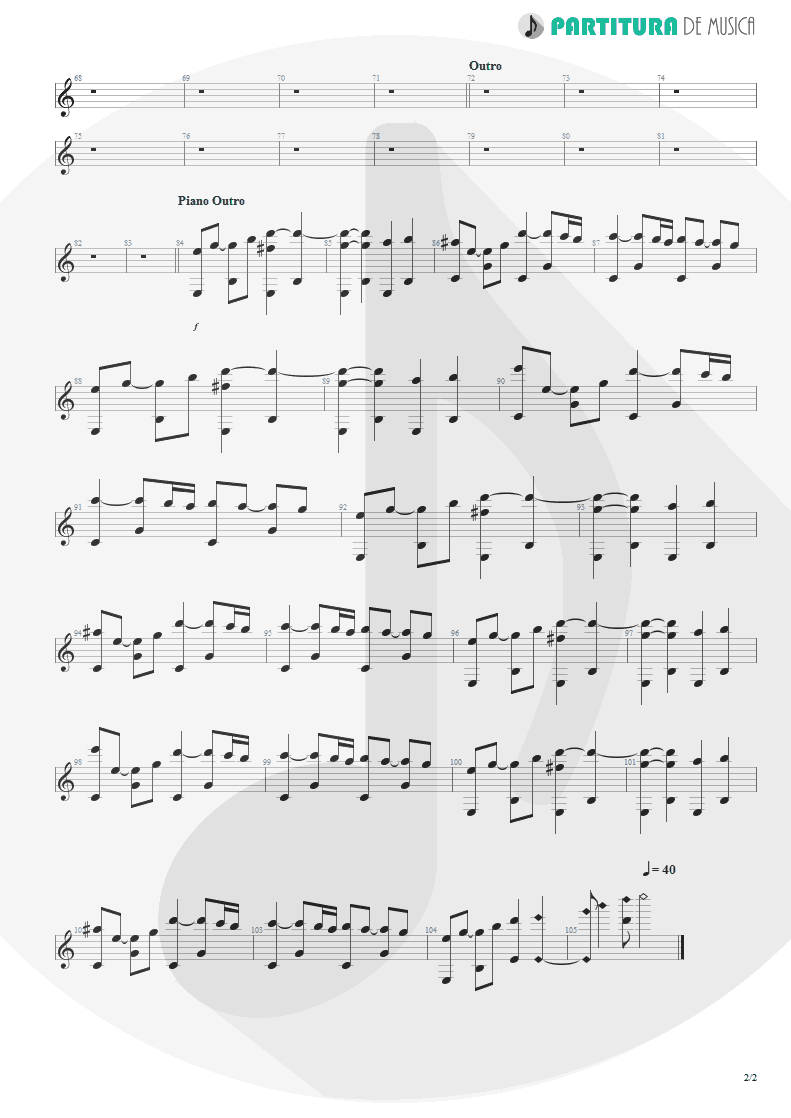 Partitura de musica de Piano - Epic | Faith No More | The Real Thing 1989 - pag 2