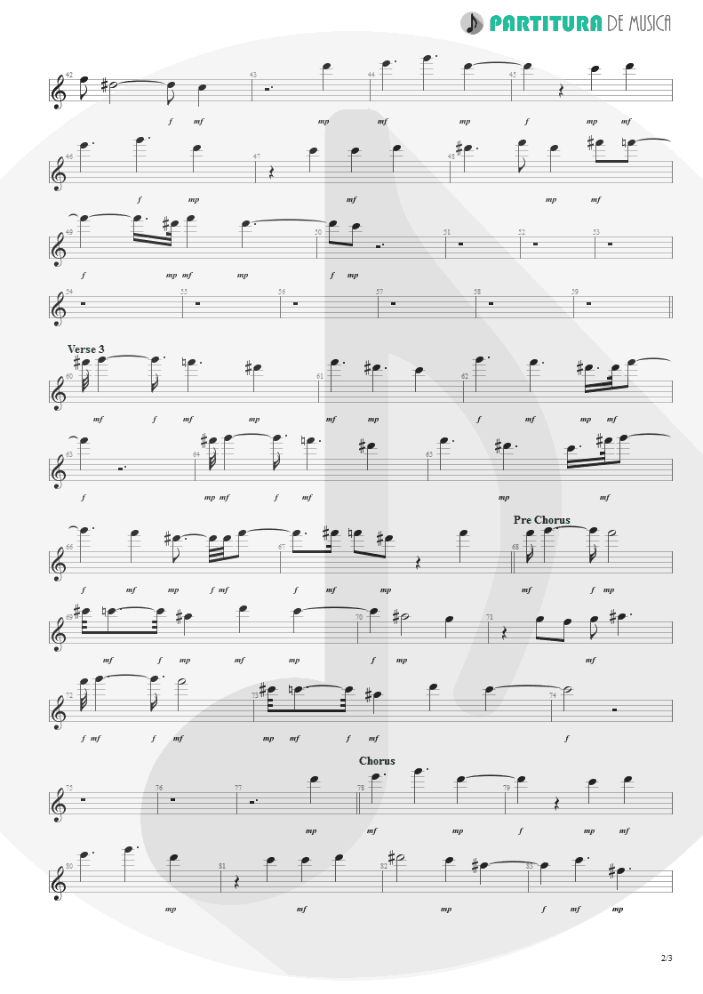 Partitura de musica de Canto - From Out Of Nowhere | Faith No More | The Real Thing 1989 - pag 2