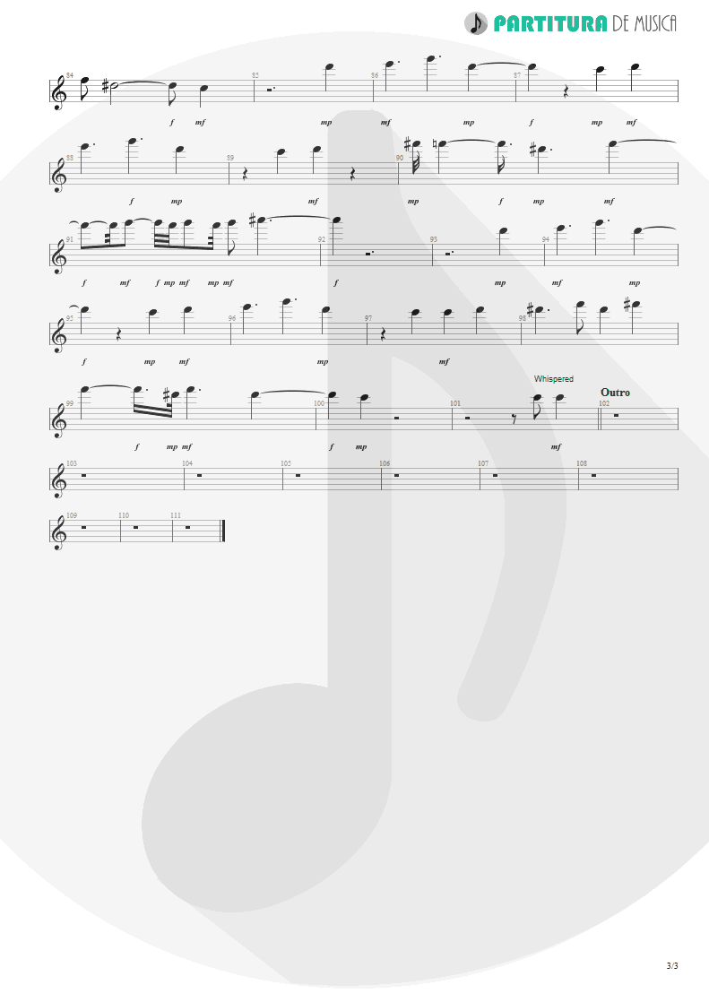 Partitura de musica de Canto - From Out Of Nowhere | Faith No More | The Real Thing 1989 - pag 3