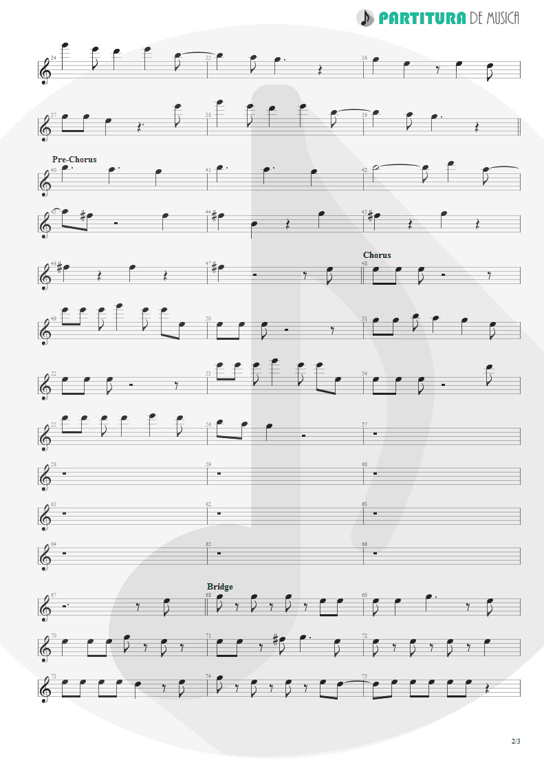 Partitura de musica de Canto - The Morning After | Faith No More | The Real Thing 1989 - pag 2